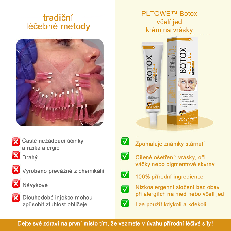 🔥🔥Vyrobeno a odesláno z Česká republika ✅ PLTOWE™ Botoxový včelím jedem odstranění vrásek krém - poslední den propagace 70% sleva